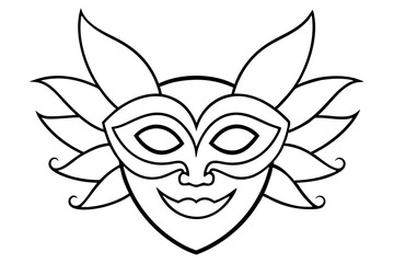 
Carnival mask icon, carnival mask line art vector illustration, mardi gras elements vector
