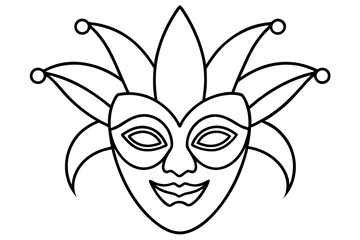 
Carnival mask icon, carnival mask line art vector illustration, mardi gras elements vector

