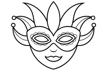 
Carnival mask icon, carnival mask line art vector illustration, mardi gras elements vector
