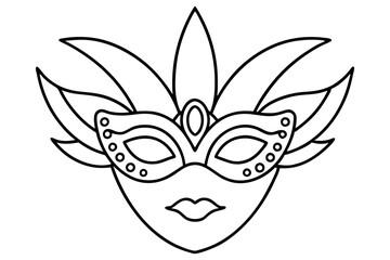 
Carnival mask icon, carnival mask line art vector illustration, mardi gras elements vector
