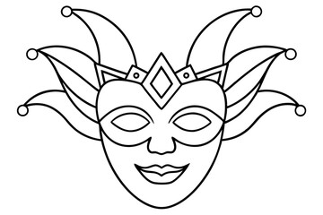 
Carnival mask icon, carnival mask line art vector illustration, mardi gras elements vector
