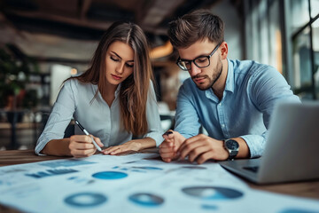 Fototapeta premium business professionals working on a project as a team in the office for work