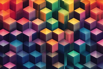 Obraz premium Abstract Geometric Pattern of Colorful Cubes.