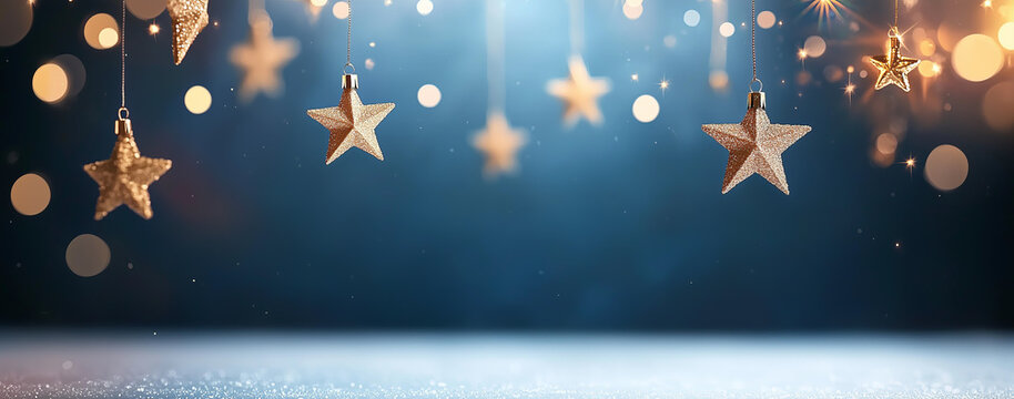 A christmas festive background with golden stars