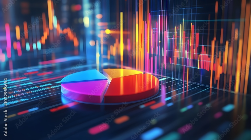 Poster 3d pie chart data analysis business report finance graph