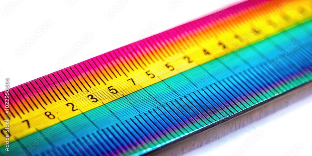 Poster precision measurement tool - close-up of a millimeter ruler on a white background for design use
