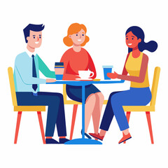 colleagues sitting at table at coffee break