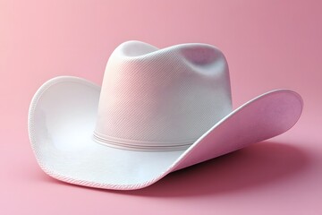 White Cowboy Hat on Pink Background   Western Fashion Accessory