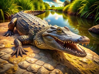 Fototapeta premium Realistic 3D Crocodile Model for Rendering, Animation, and Game Development Projects and Designs