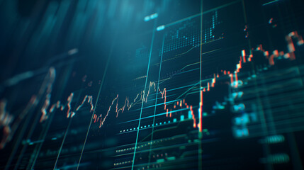 Close-up of digital screen showing oil price graph with rising lines, symbolizing market fluctuations and economic trends in the energy sector.