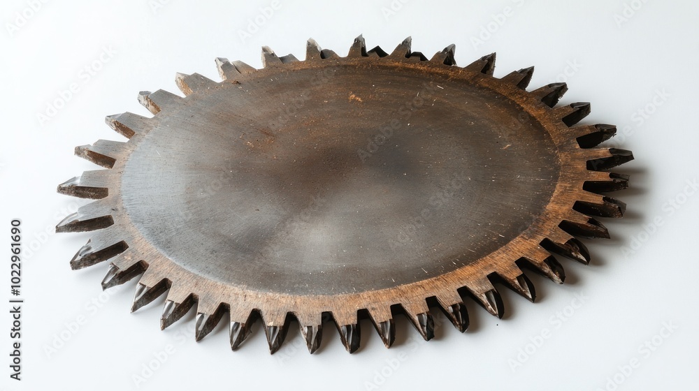 Poster A Close-Up View of a Worn Circular Saw Blade with Sharp Teeth