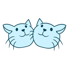 Cat Design Two Best Friends Couple Romantic Crew Team Funny Cool Cartoon Cute Cats Lovers Cartoon Comic Fun Love Sweet Kittens Adorable Feline Like Playful Kitties Fur Baby Illustration Paw Pet Owners