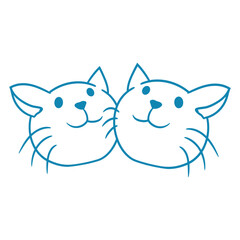 Cat Design Two Best Friends Couple Romantic Crew Team Funny Cool Cartoon Cute Cats Lovers Cartoon Comic Fun Love Sweet Kittens Adorable Feline Like Playful Kitties Fur Baby Illustration Paw Pet Owners