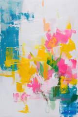 Vibrant abstract art featuring colorful elements with gold foil on light backdrop