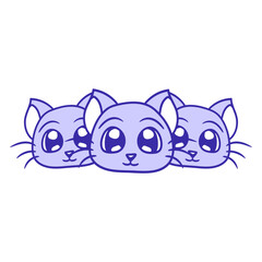 3 Cats Team Three Friends Crew Group Adorable Cat Looks Happy Sweet Little Smile Face Kitten Pets Funny Cartoon Cute Lovers Comic Fun Love Kittens Adorable Feline Playful Kitties Fur Baby Paw Owners