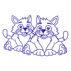 Cat Design Two Best Friends Couple Romantic Crew Team Funny Cool Cartoon Cute Cats Lovers Cartoon Comic Fun Love Sweet Kittens Adorable Feline Like Playful Kitties Fur Baby Illustration Paw Pet Owners