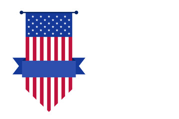 Hanging American Flag with Banner