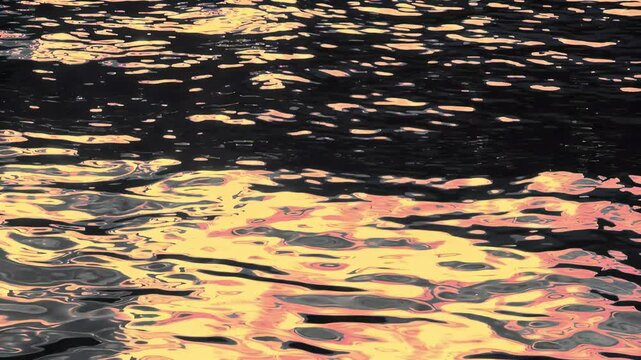 Reflets et ondulations du soleil sur l'eau au ralenti, avec effet de lumi&egrave;re chaude