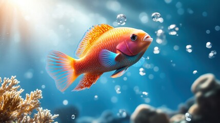 Vibrant Tropical Fish Swimming in Clear Ocean Water