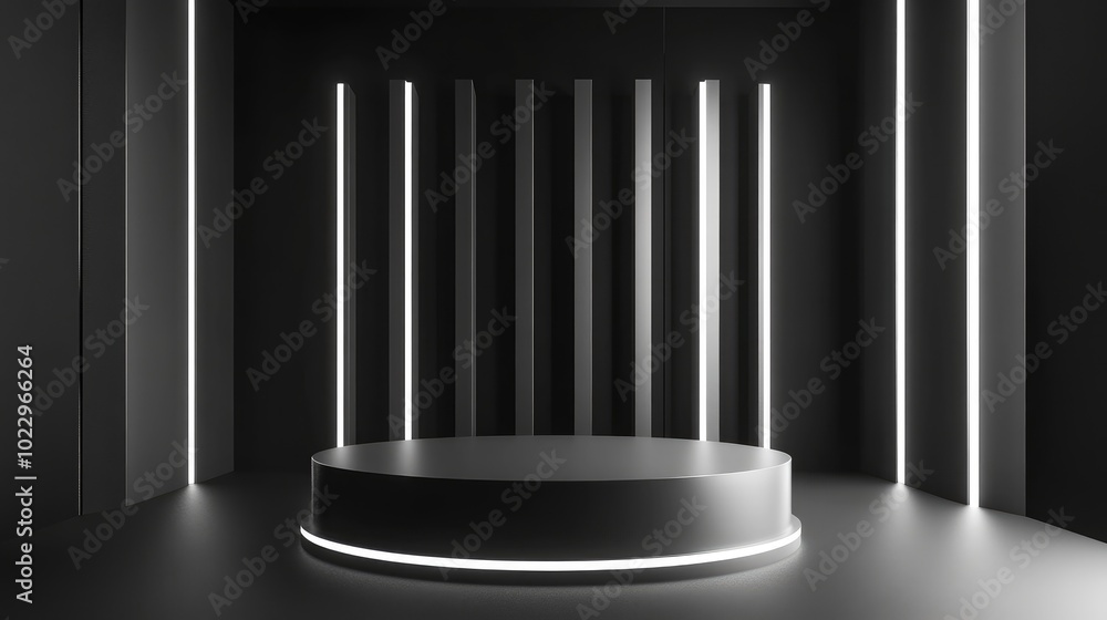 Poster Abstract 3D space featuring a cylindrical podium Minimalistic wall backdrop designed for product mockup presentation Stage setup for 3D visualization