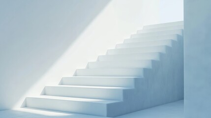 3D rendering of white stairs Minimalistic staircase background Abstract display for ladder products and object placement