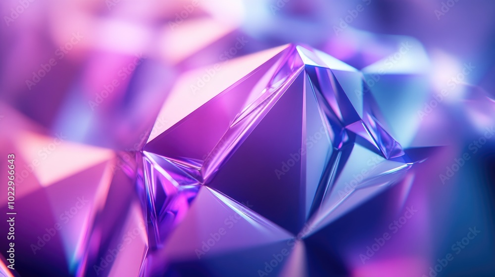 Poster 3d rendering of an abstract geometric background featuring purple and blue hues suitable for adverti