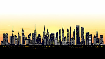 Obraz premium Twilight in Toronto: The Silhouette of a Majestic City