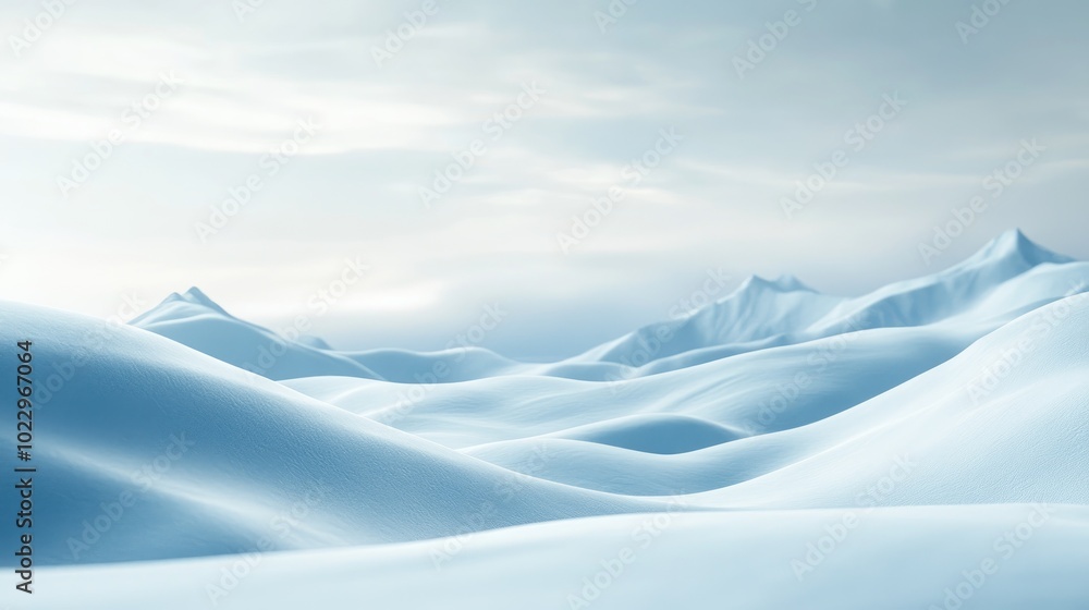 Aufkleber Abstract winter landscape background with a surreal atmosphere 3D rendering