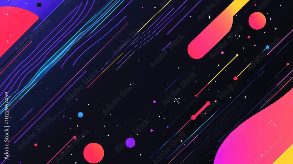Poster Abstract Multicolored Background With Glowing Neon Lines And Shapes Laser Beams Creative Design Element For Banners Wallpapers Posters And Book Covers