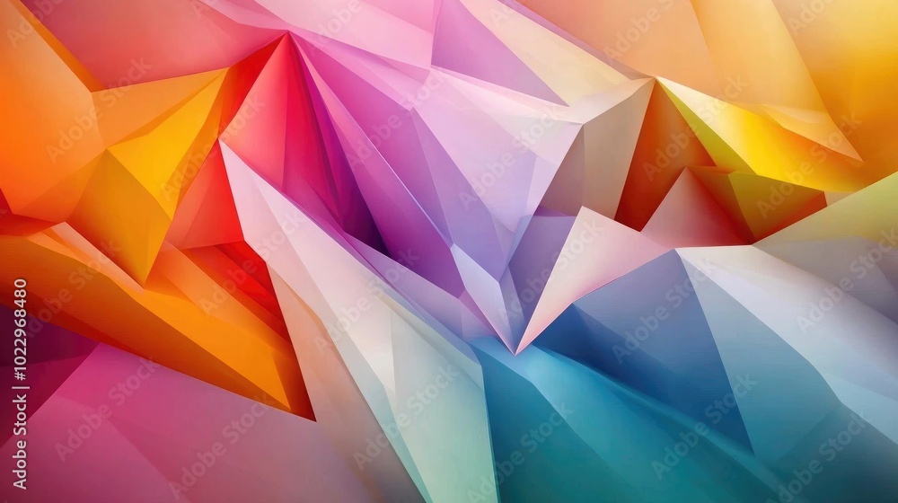 Aufkleber abstract low poly 2d cartoon design featuring vibrant whimsical shapes suitable for backgrounds or p