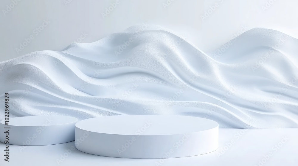 Aufkleber Abstract white background with textured design creating an empty space for 3D podium product display