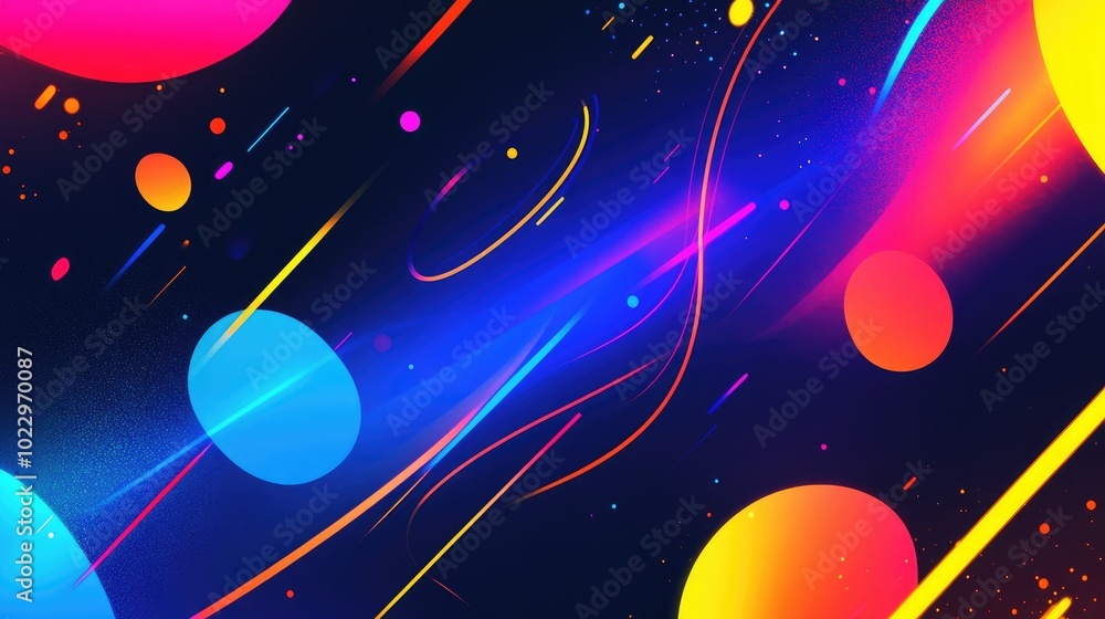 Poster Abstract Multicolored Background With Glowing Neon Lines And Shapes Laser Beams Creative Design Element For Banners Wallpapers Posters And Book Covers