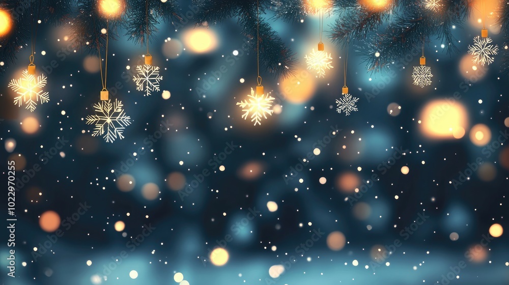 Poster abstract christmas or new year background with blank space for design blurred christmas lights and s