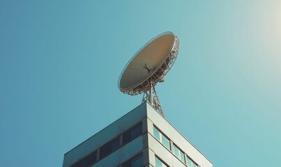 Satellite dish on top of building.