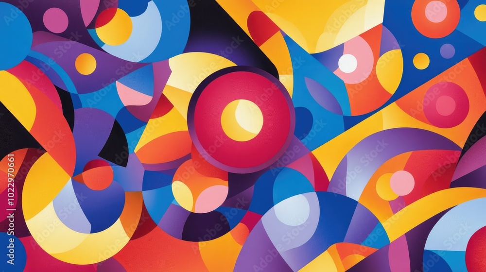 Poster abstract geometric mural wallpaper vector featuring a vibrant and colorful pattern design