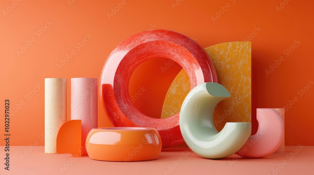 Aufkleber Abstract geometric shape background modern minimalist mockup for display or showcase 3D rendering