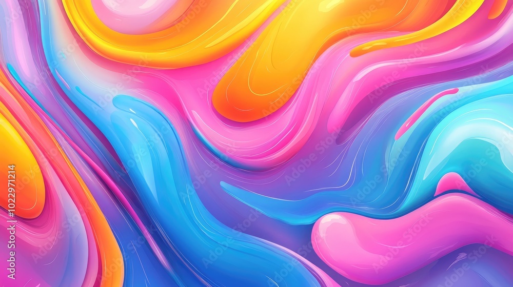 Poster colorful fluid illustration flowing abstract modern trend colors and waves rainbow paint texture gra