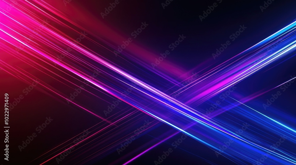 Poster abstract digital background with 3d neon rays of light purple and blue meteor evidence light trails 