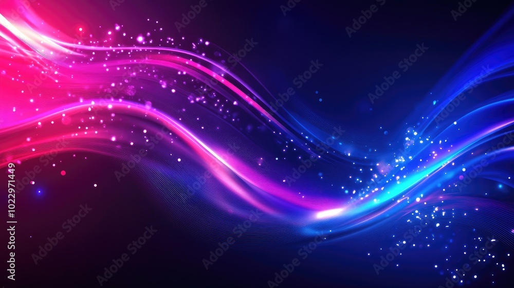 Poster Abstract Digital Generated Dark Blue Pink And Purple Glowing Background Futuristic Tech With Cyber Focus And Motion Speed Light Effect Flashing Speed Sensor Light