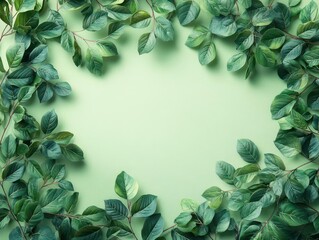 Fototapeta premium eco-friendly background featuring lush green leaves, with ample space for text, emphasizing themes of sustainability and a healthy environment