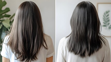 Hair growth transformation story, with before images of thinning hair and after results of thick, healthy regrowth from consistent serum application