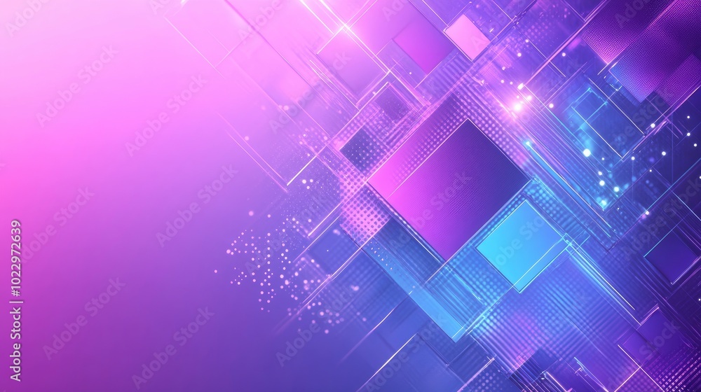 Poster 3d rendering of an abstract geometric background in purple and blue hues suitable for advertising te