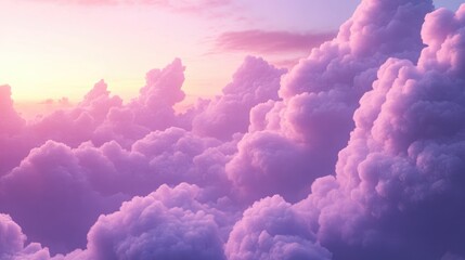 3D render depicting a cloudy sky filled with purple clouds creating an atmospheric and visually striking background