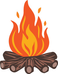 Woodcut Campfire or Bonfire Vector Illustration