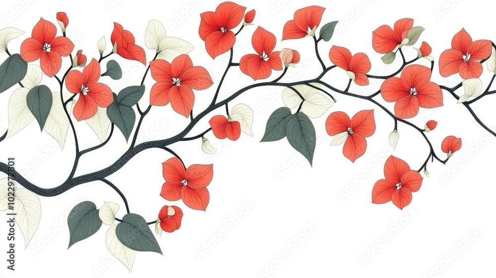 Poster bougainvilleas isolated on white background with clipping path
