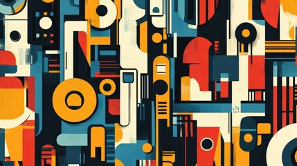 Abstract seamless urban pattern with unusual design elements