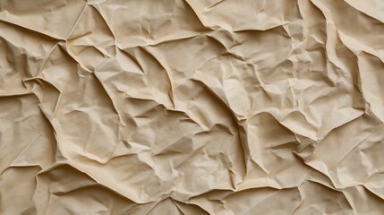 Obraz premium Close-up of crumpled beige paper creating an abstract textured background with folds and shadows.