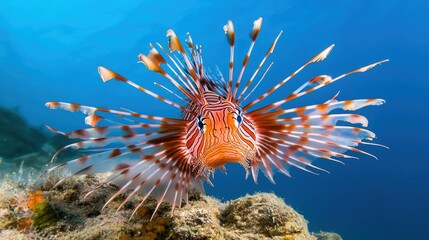 Majestic Lionfish Swimming in Clear Ocean Water