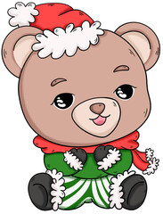 Christmas themed teddy bear Pop art