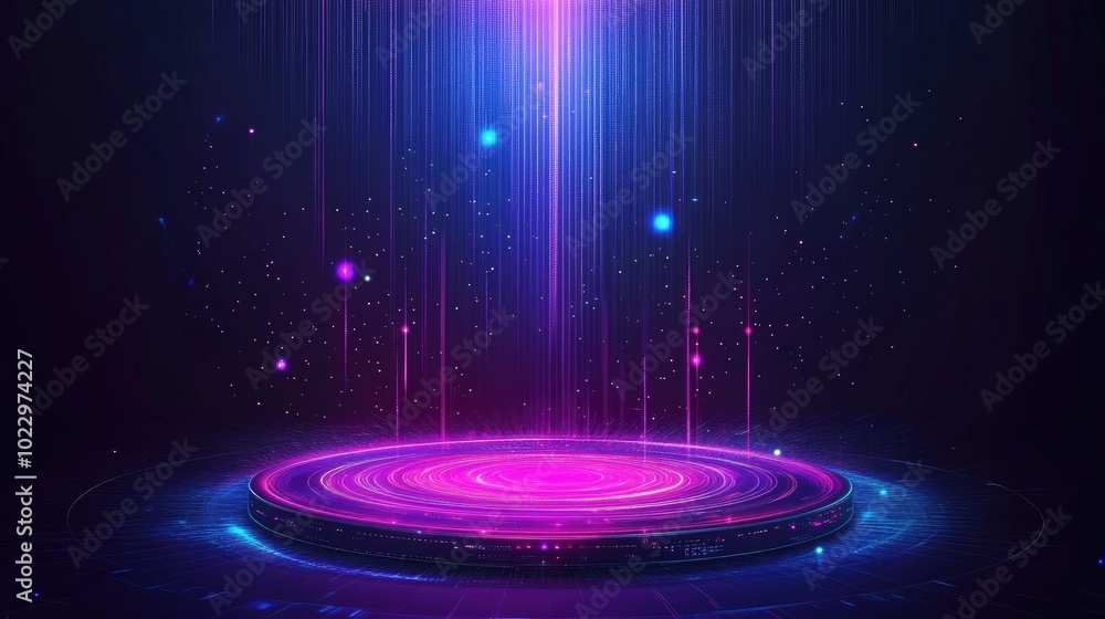 Aufkleber Abstract Dark Technology Background Featuring Artificial Intelligence And Ai Neural Network Concepts Illuminated By Blue And Violet Light Effects